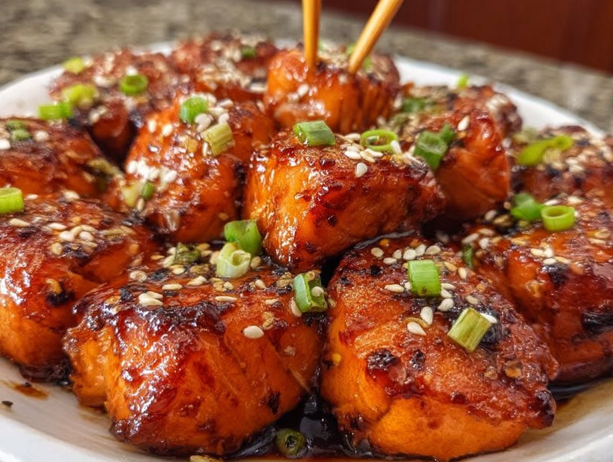 Honey Garlic Salmon Bites
