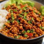 Low Carb Firecracker Ground Chicken dish served in a bowl