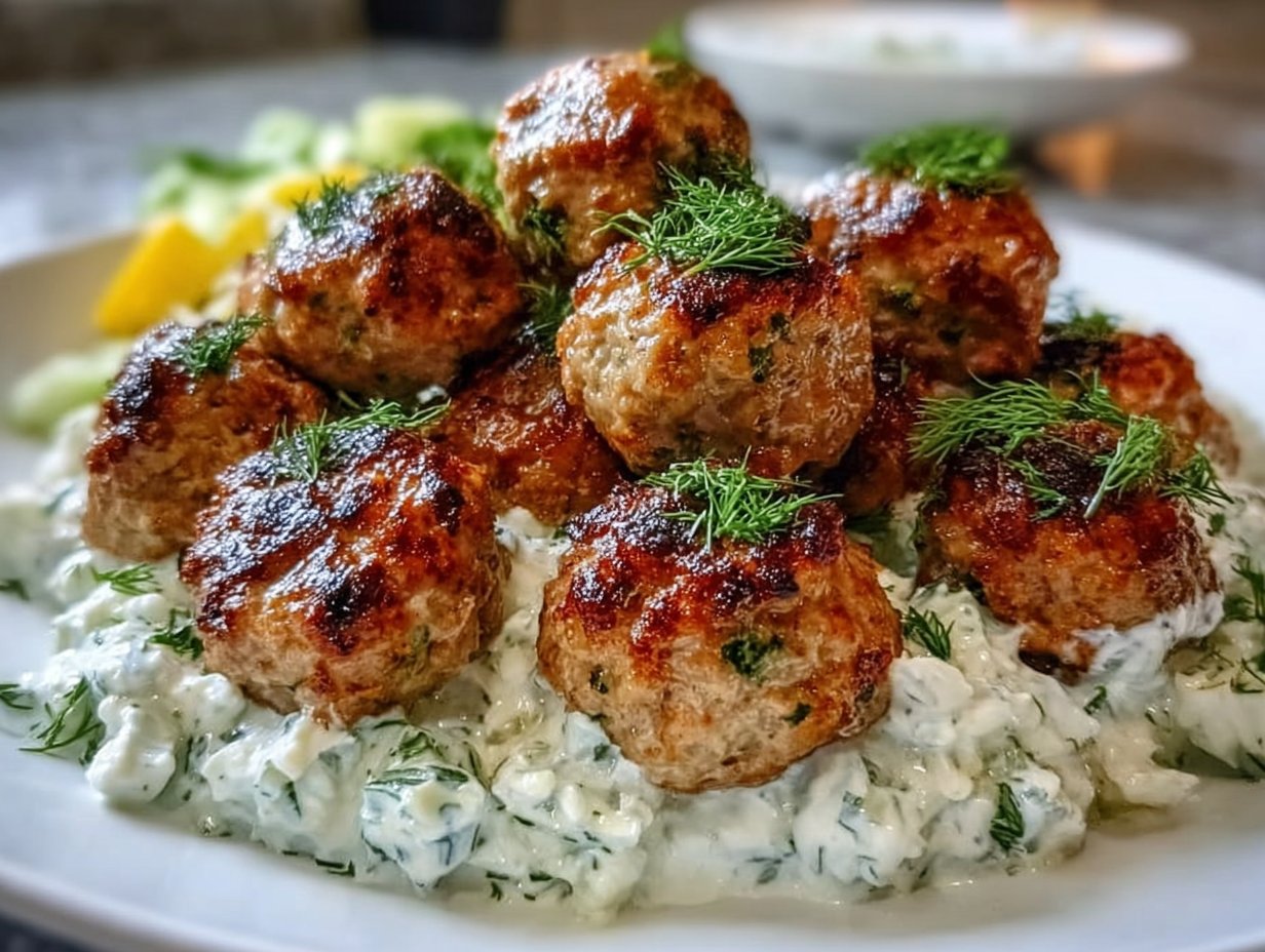 Greek Turkey Meatballs with Tzatziki
