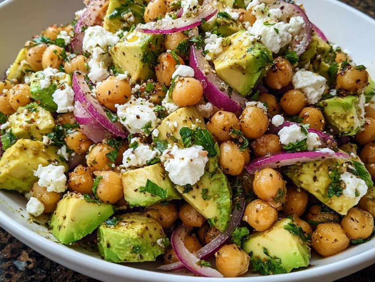 Chickpea Feta Avocado Salad