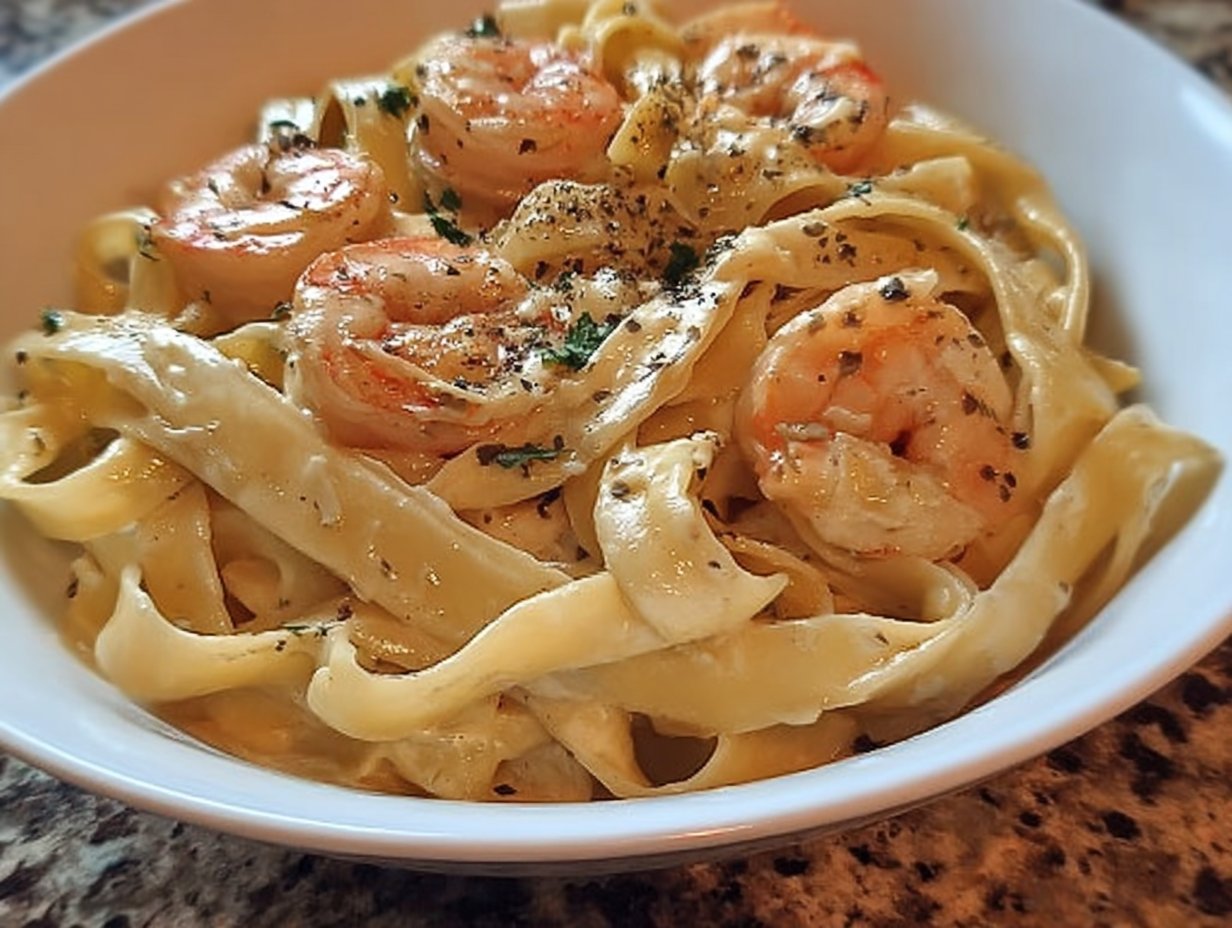 Creamy Shrimp Fettuccine Pasta