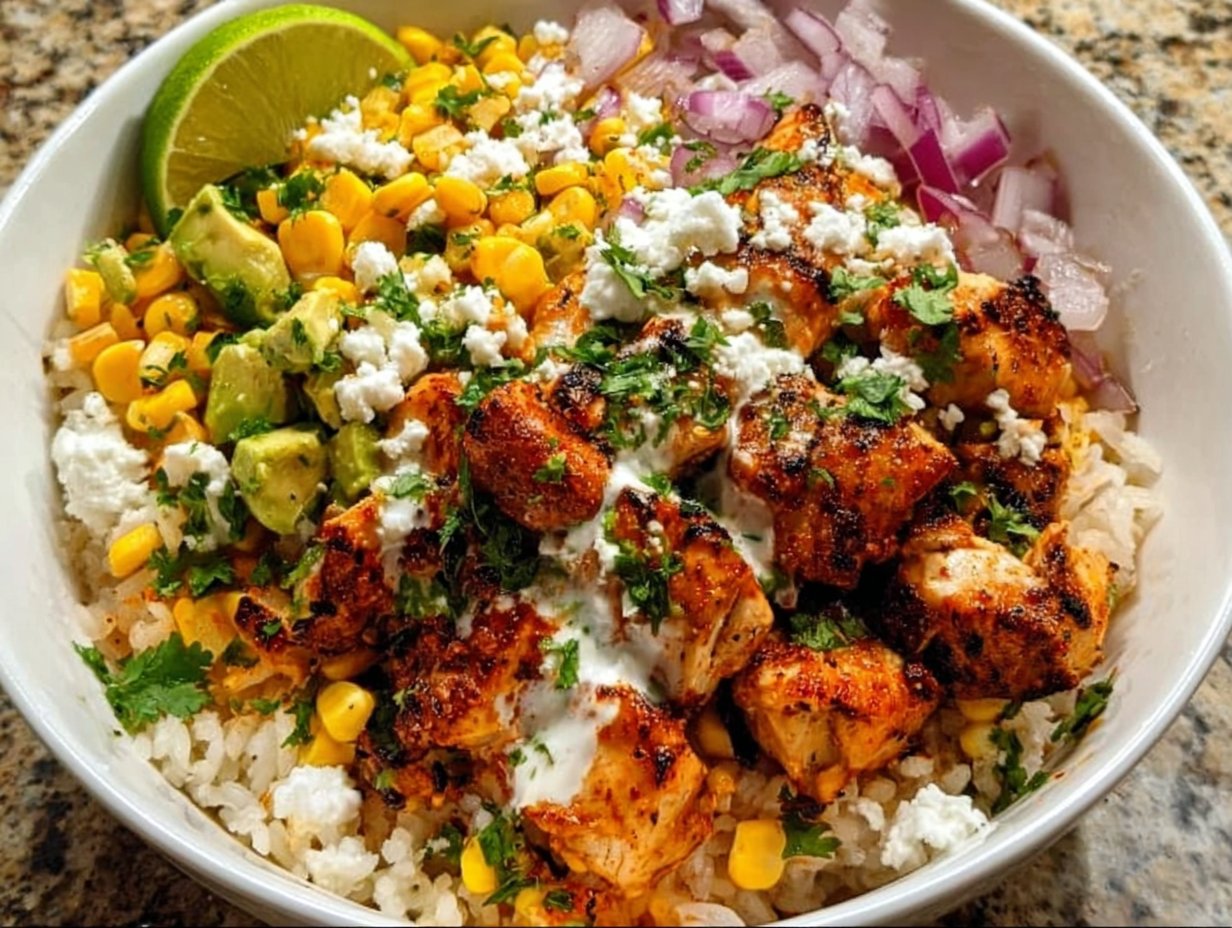 Street Corn Chicken Rice Bowl