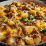 Delicious one-pan creamy meat and potato skillet dish