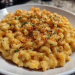 One pot creamy mac and cheese prepared on the stovetop