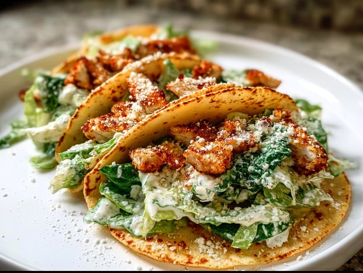 Smash Chicken Caesar Tacos