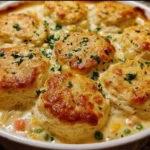 Red Lobster Biscuit Chicken Pot Pie with flaky biscuits and vegetables