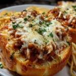 Spaghetti Garlic Bread Bowls filled with delicious spaghetti and garlic bread