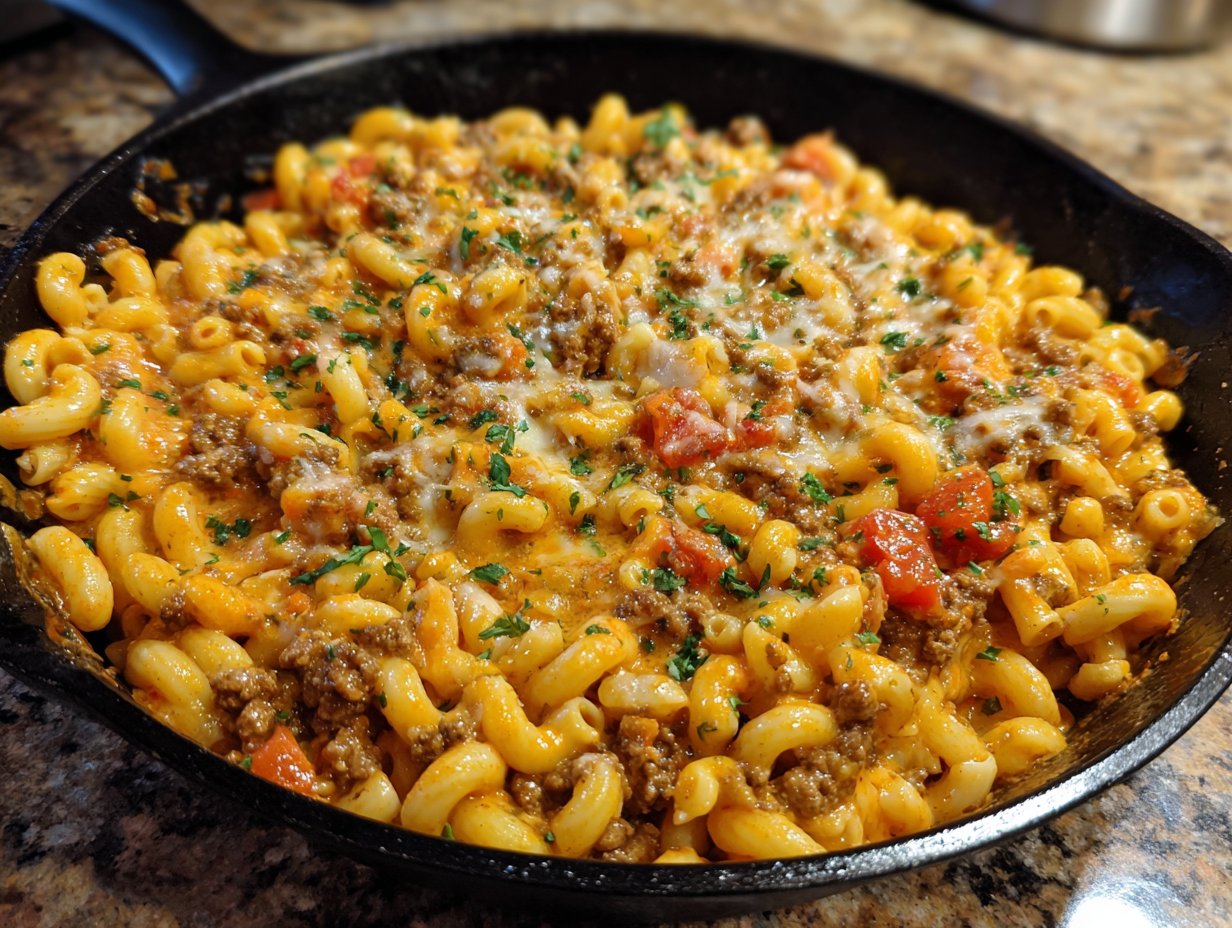 Creamy Rotel Pasta with Ground Beef