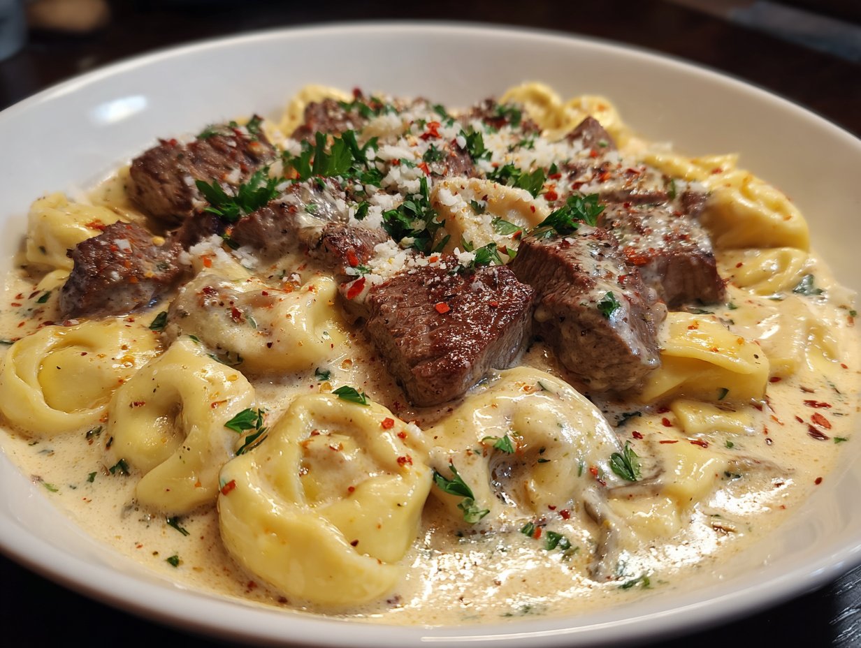 Cracked Garlic Steak Tortellini in Creamhouse Sauce Bliss