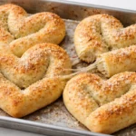 3-Ingredient heart shaped breadsticks fresh out of the oven