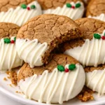 Chewy maple cinnamon cookies with chunks of white chocolate on a plate