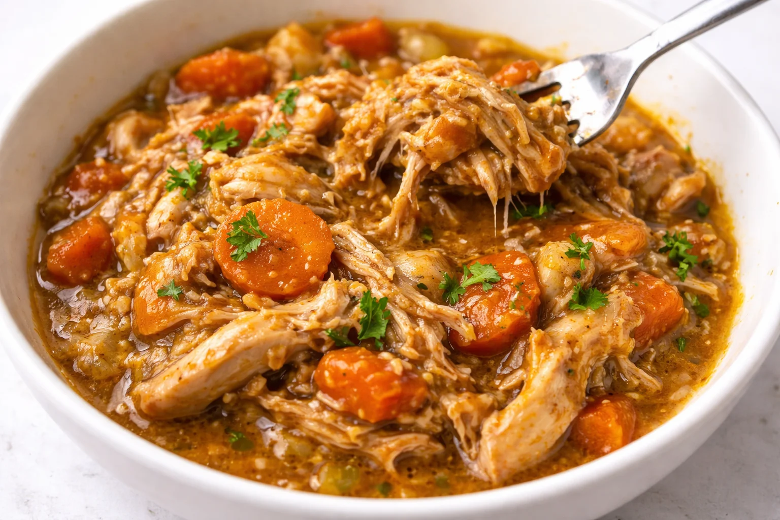 Crockpot chicken thigh pot roast with vegetables in a slow cooker