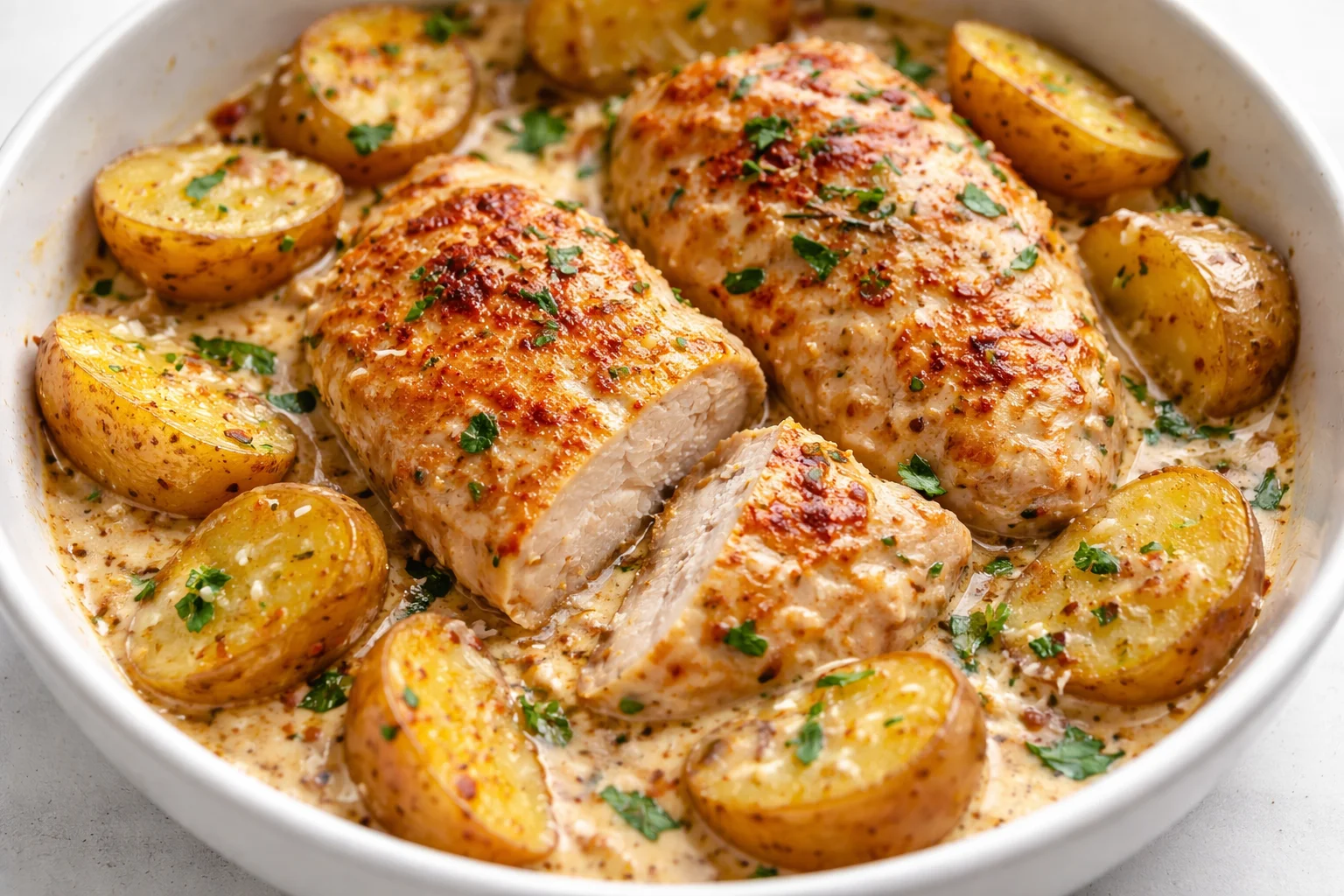 Crockpot Garlic Parmesan Chicken and Potatoes