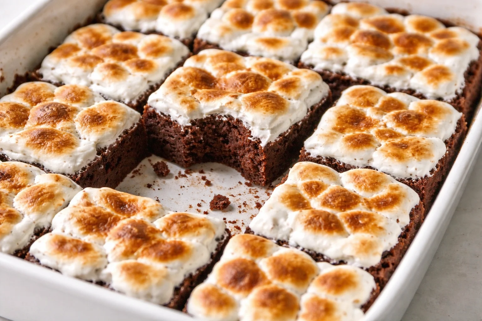Fudgy Brownies with Marshmallow Frosting