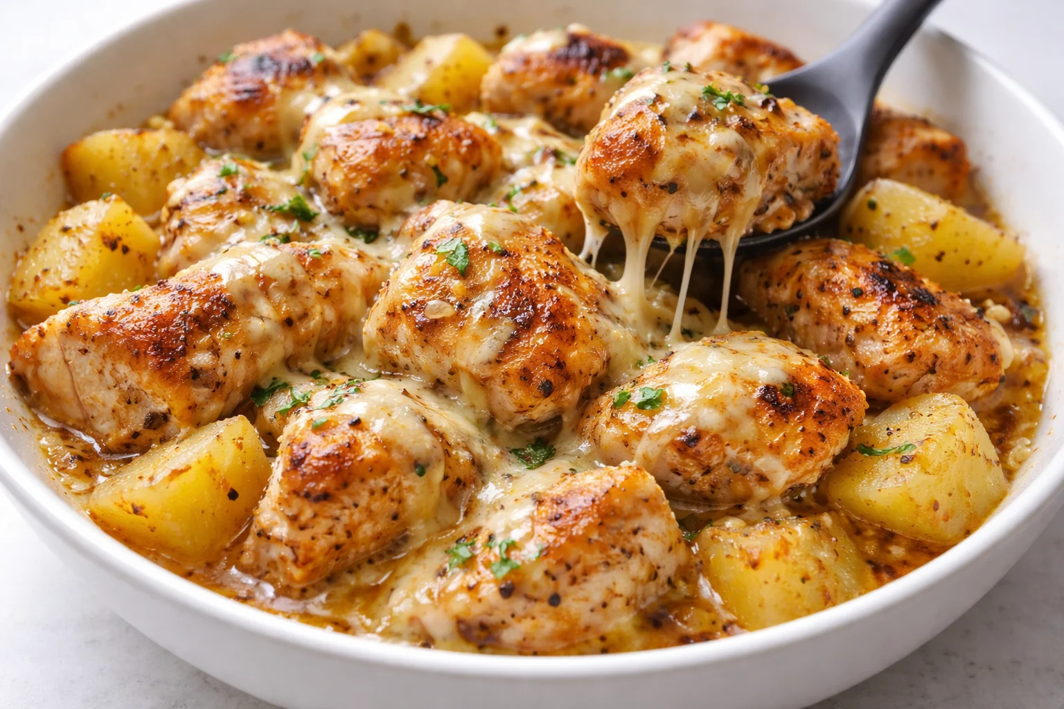 Garlic Parmesan Chicken and Potatoes Skillet