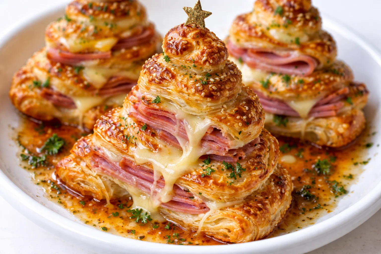 HAM & CHEESE PUFF PASTRY CHRISTMAS TREES