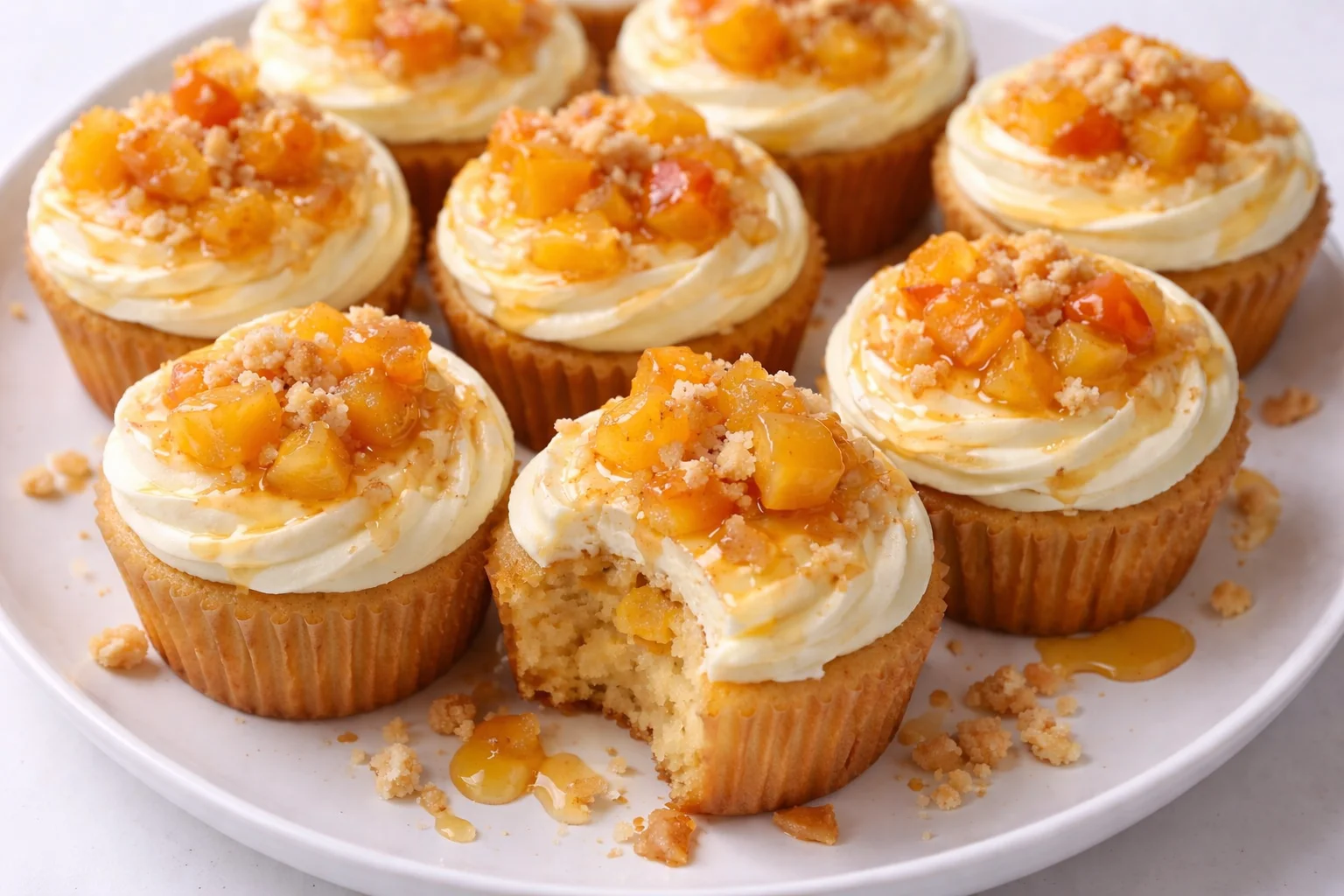Honey Peach Cream Cheese Cupcakes