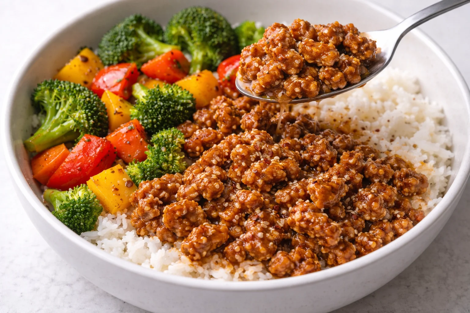 Hot Honey Ground Turkey Bowl