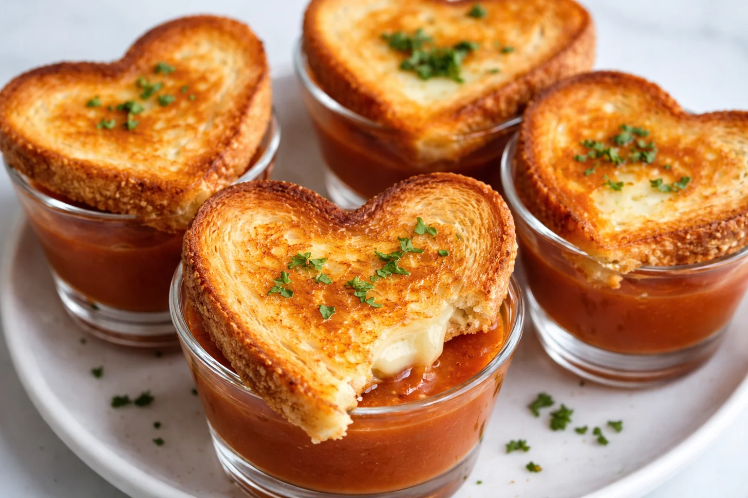 Mini grilled cheese sandwiches shaped like hearts for a fun and tasty snack