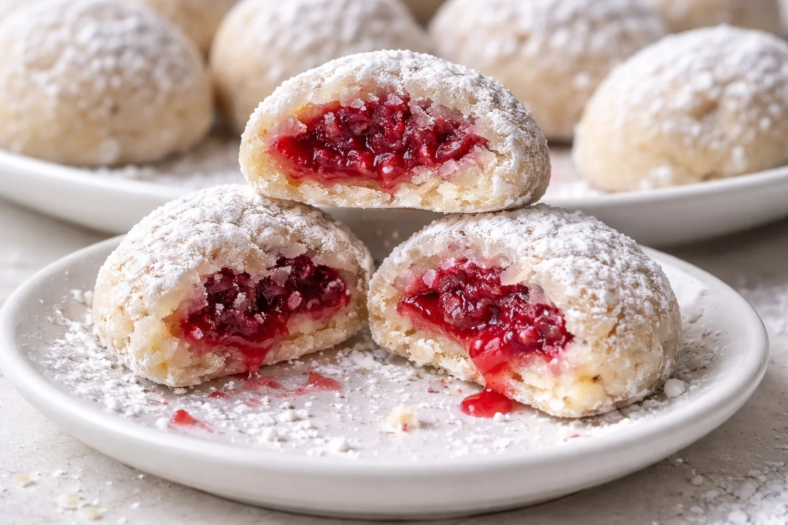 Raspberry Almond Snowball Cookies Delightful Easy Recipe