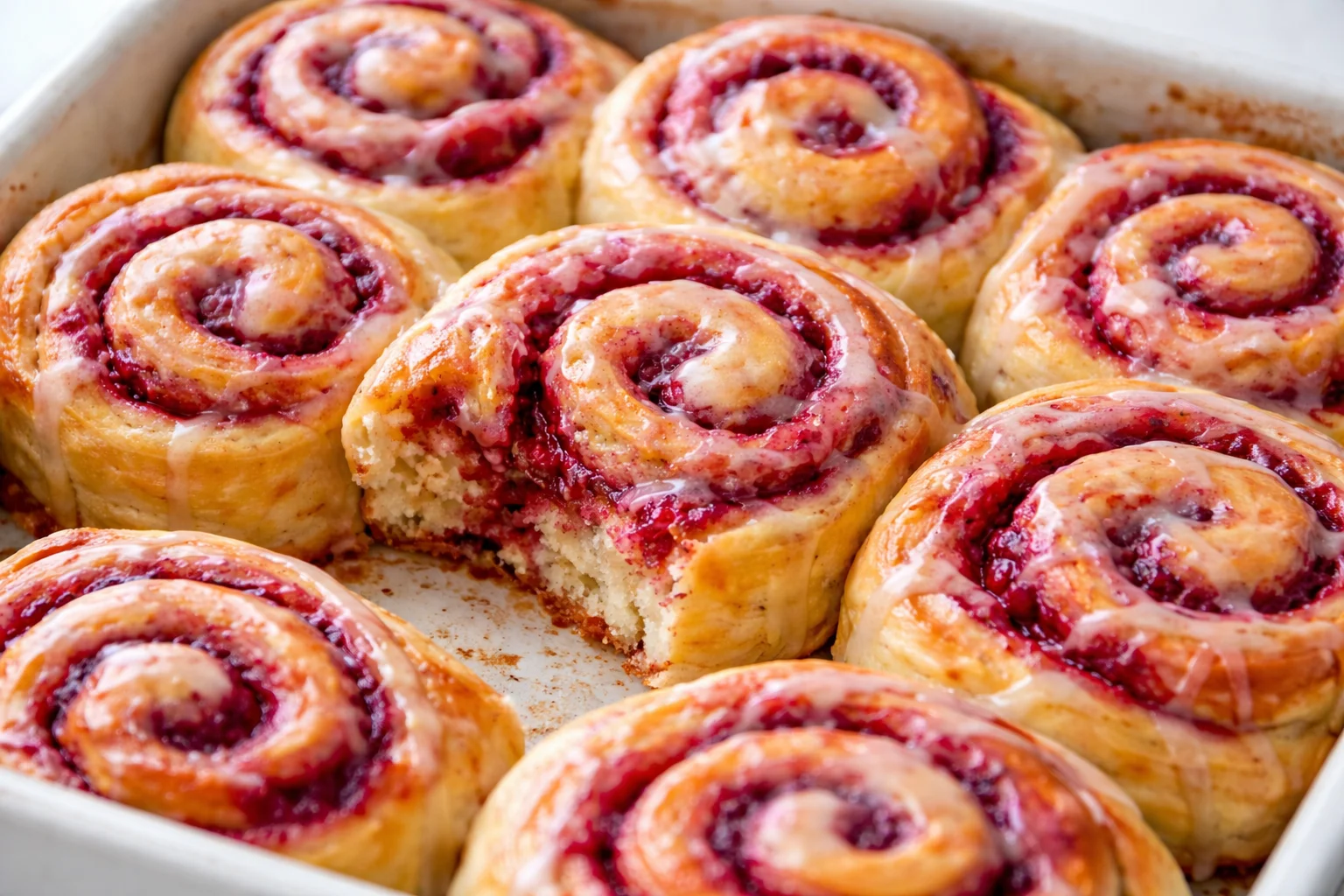 Raspberry Cinnamon Rolls with Lemon Glaze