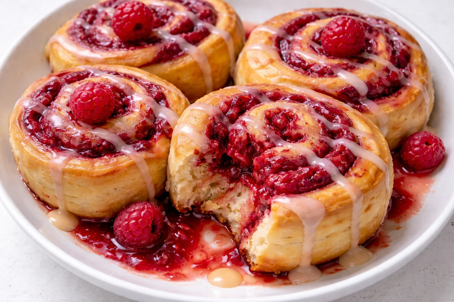 Raspberry Cinnamon Rolls with Lemon Glaze