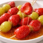 Delicious Tanghulu, Chinese candied fruits on skewers, ready to enjoy.