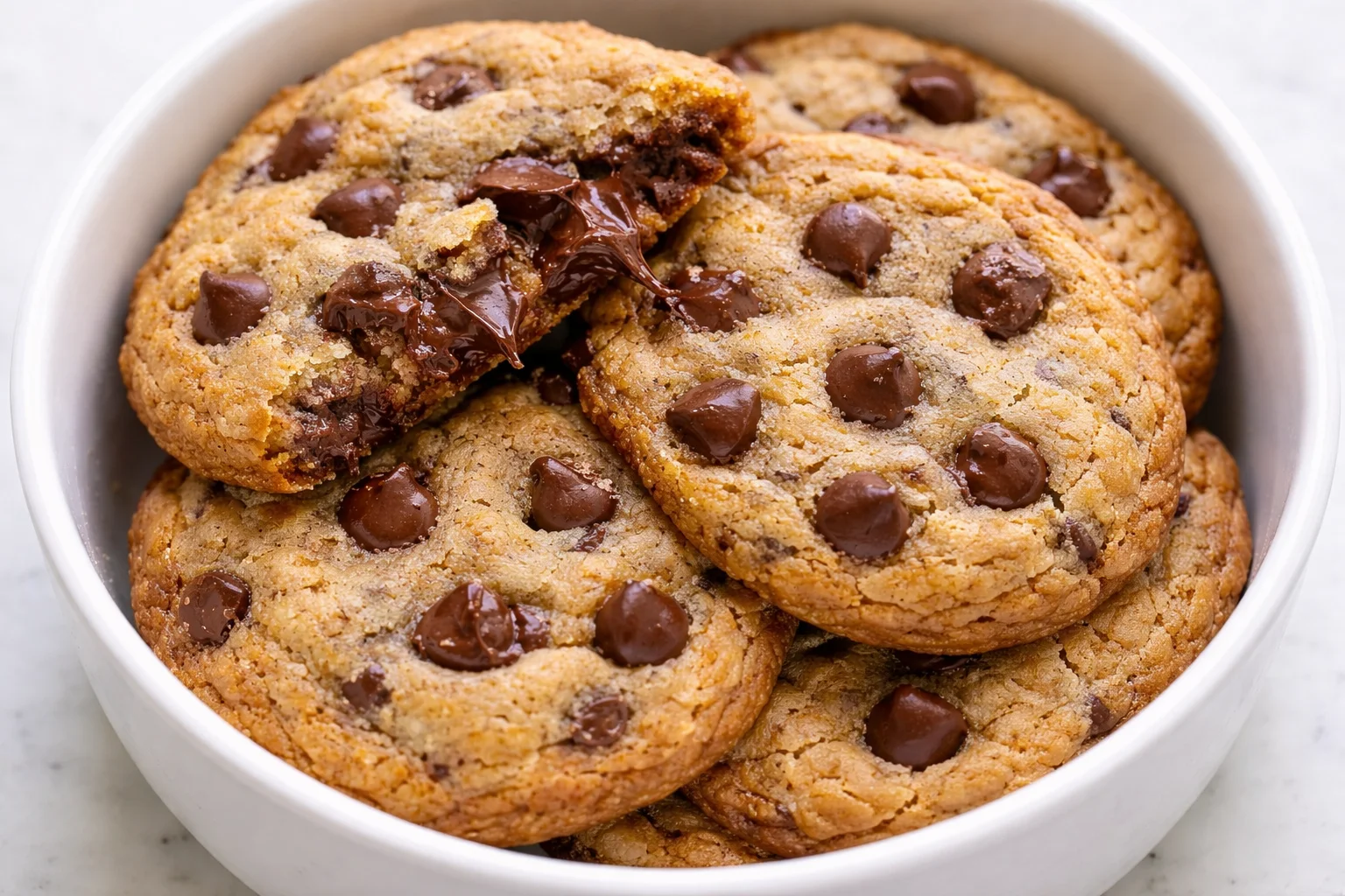 Freshly baked ultimate choc chip cookies on a cooling rack