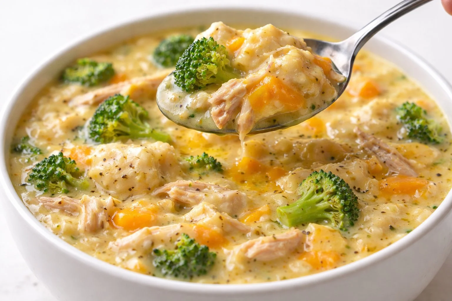 Broccoli Cheddar Chicken and Dumplings Soup