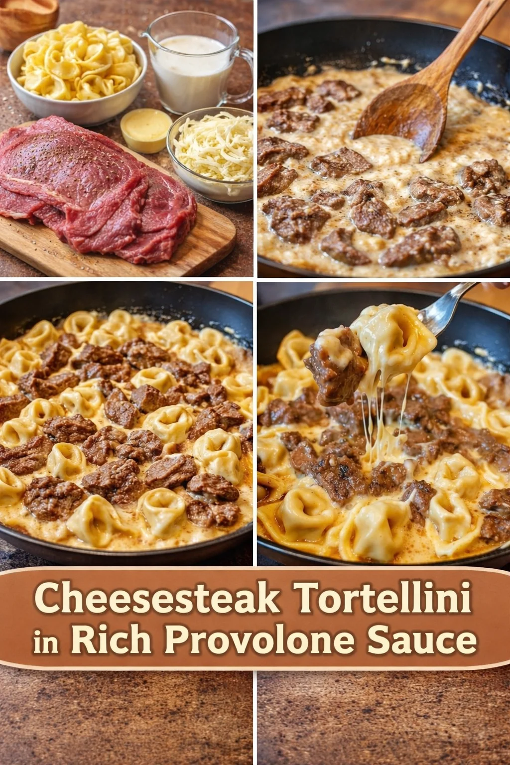 Cheesesteak Tortellini in Rich Provolone Sauce