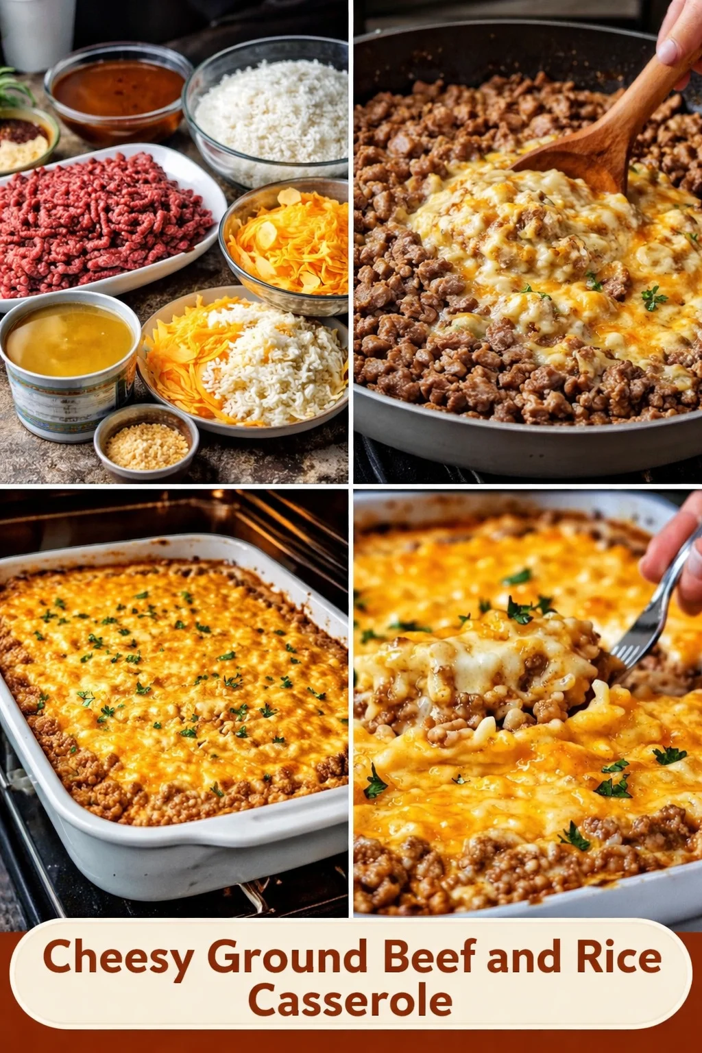 Cheesy Ground Beef and Rice Casserole