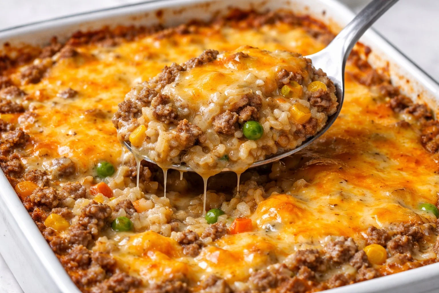 Cheesy Ground Beef and Rice Casserole