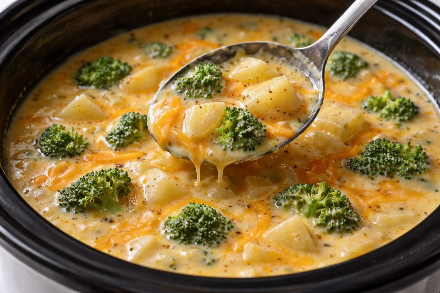Crockpot Potato Broccoli Cheddar Soup