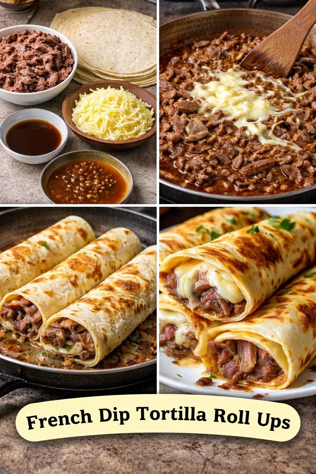 French Dip Tortilla Roll Ups