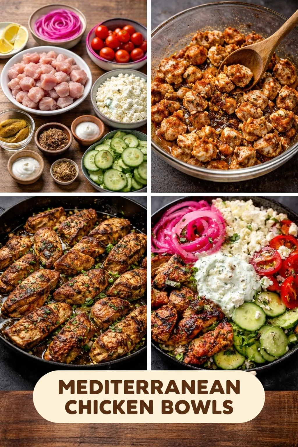 Loaded Mediterranean Chicken Power Bowl with Tzatziki & Feta