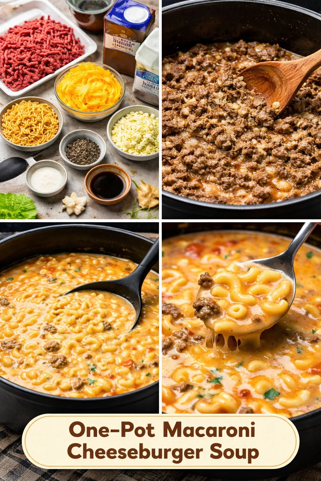 One-Pot Macaroni Cheeseburger Soup