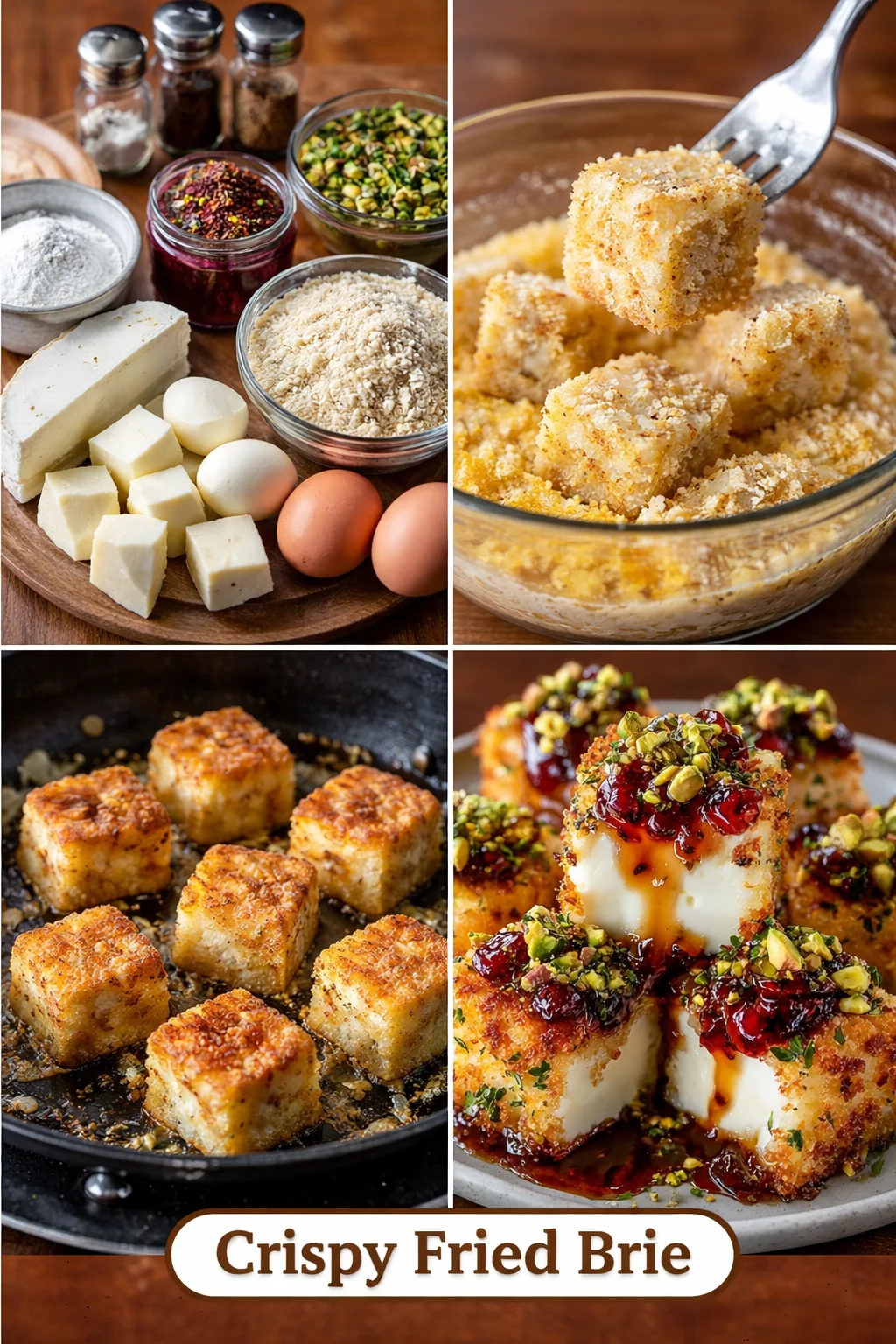 Pistachio-Crusted Brie Bites with Raspberry Honey Glaze