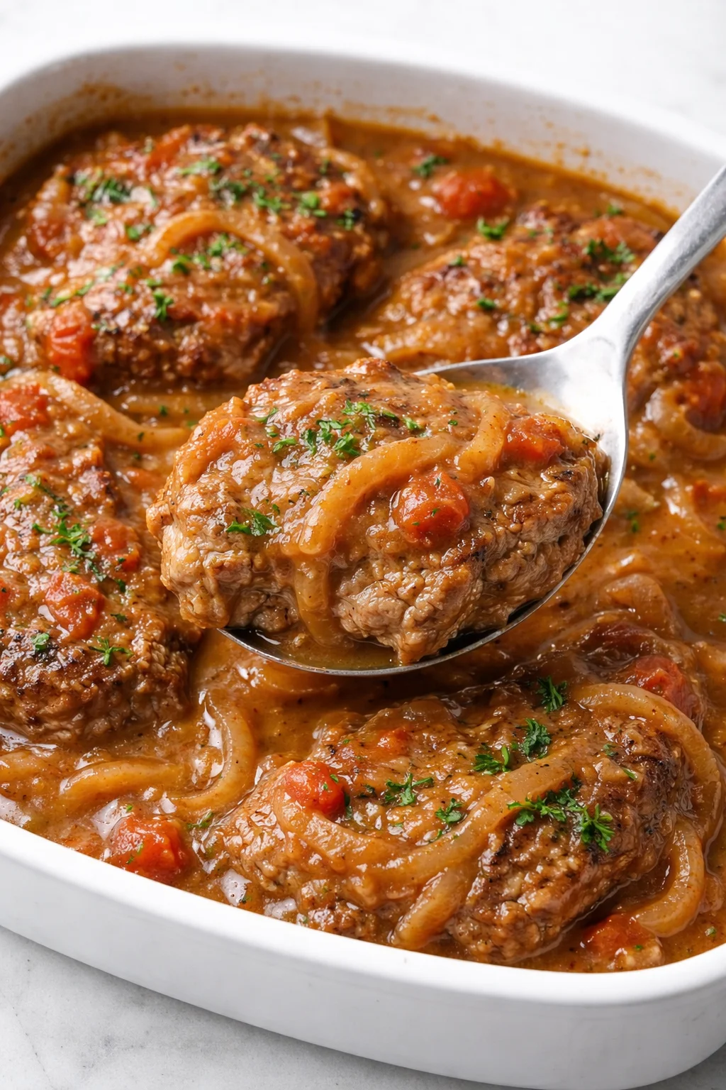 Swiss Steak Smothered in Onion Gravy