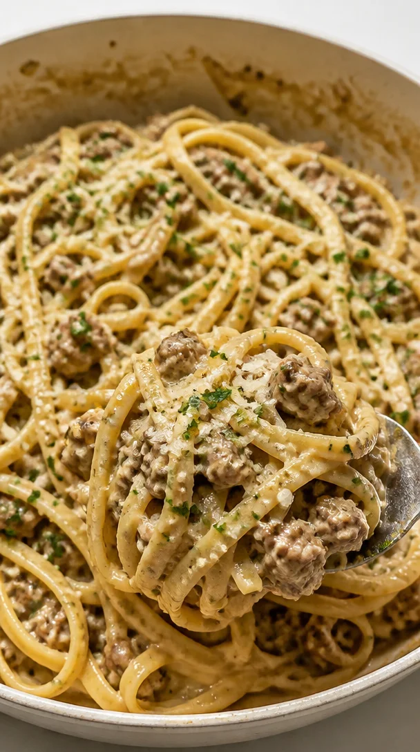 Creamy Beef and Garlic Butter Linguine Recipe for Family Dinner