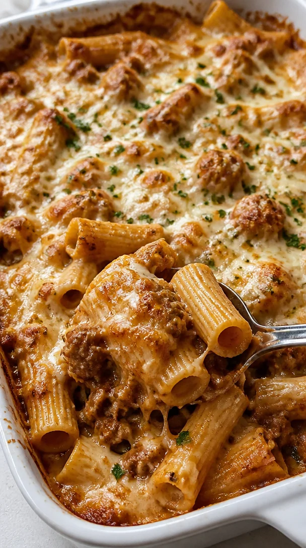 Creamy Beef Rigatoni Recipe With Ground Beef For Family Dinner