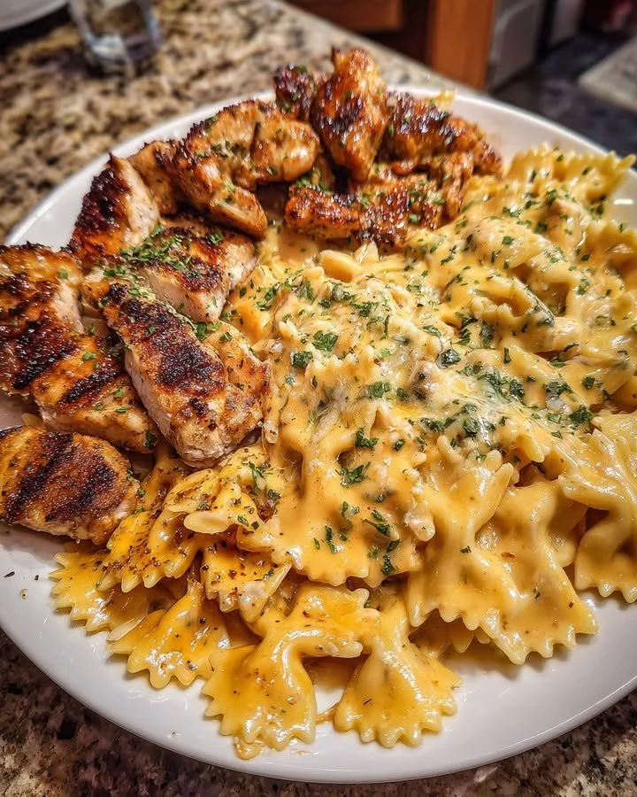 Creamy Cajun chicken bowtie pasta dish, perfect for busy weeknights.