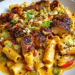 Creamy Cajun Chicken Rigatoni dish served in a bowl