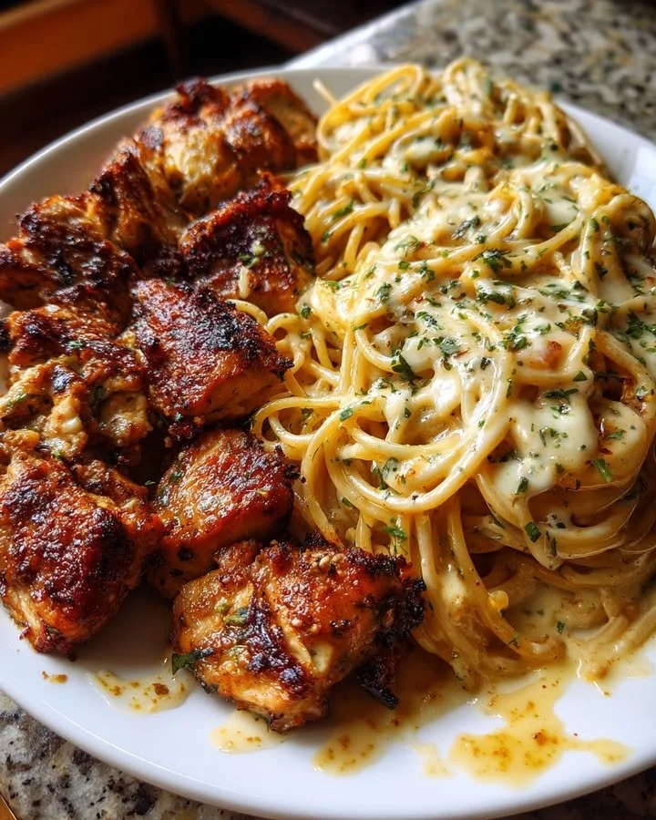 Creamy Cajun Chicken Spaghetti with provolone cheese for a family dinner