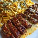 Creamy Cajun Garlic Butter Beef Linguine dish served on a plate