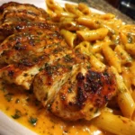 Creamy Cajun Garlic Butter Chicken Penne served in a bowl