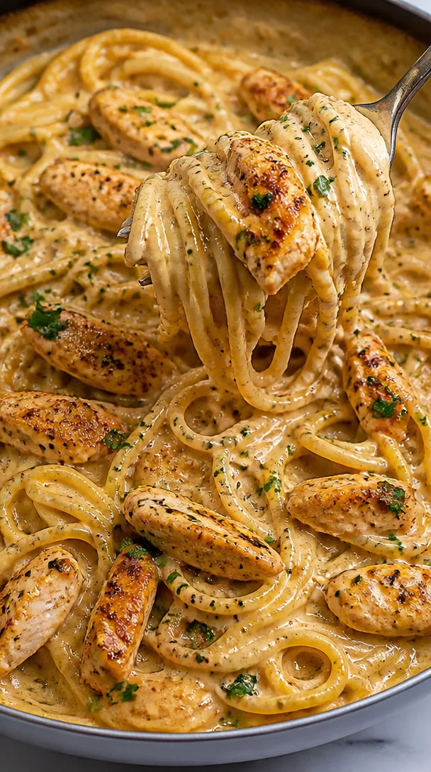 Creamy Cajun Garlic Butter Chicken Spaghetti Recipe For Family Dinner