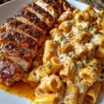 Creamy Cajun garlic butter chicken served with rigatoni in a bowl