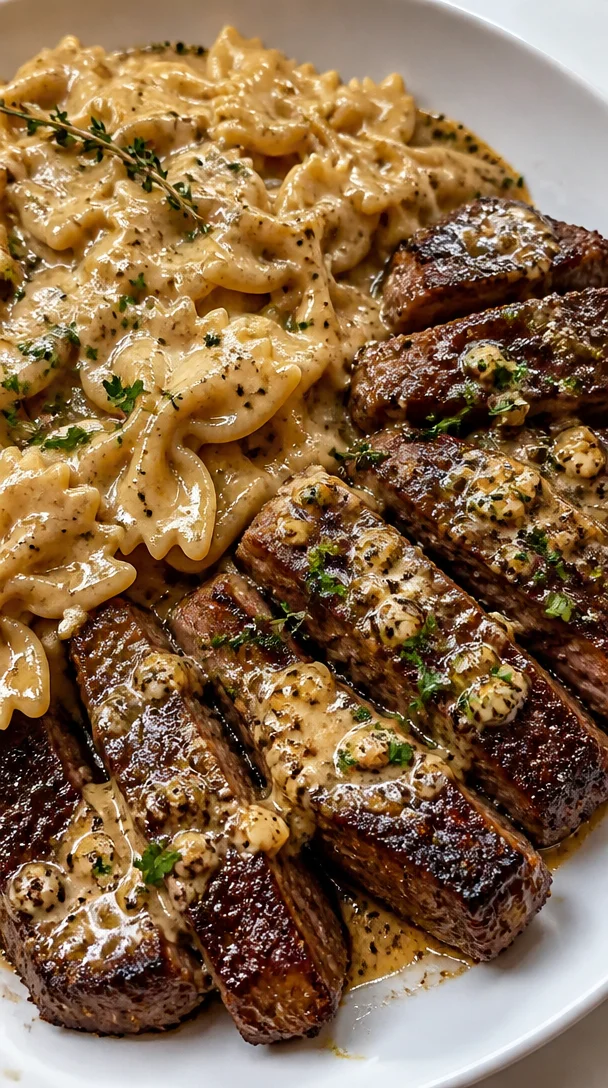 Creamy Cajun Garlic Butter Steak Recipe With Pasta For Family Dinner