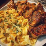 Creamy Cajun Garlic Chicken Fettuccine served for family dinner