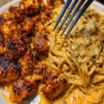Creamy Cajun garlic chicken spaghetti served in a bowl for dinner.